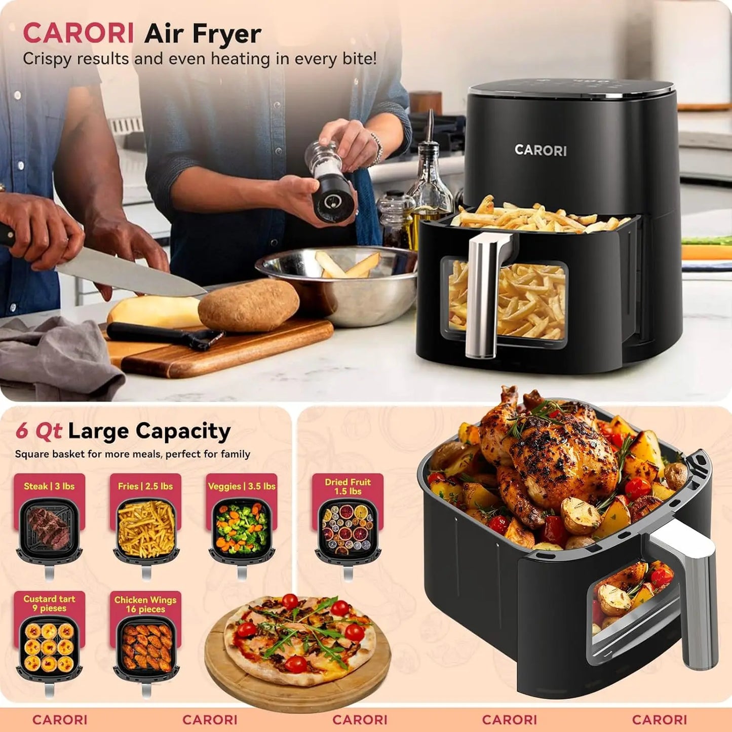 XMSJ Air Fryer 6-Quart For Busy Families Crisp Perfection Fast Cooking Versatile Weeknight Solution