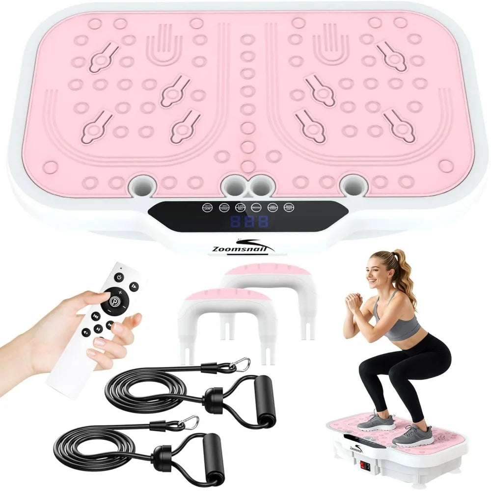 Zoomsnail Vibration Plate Exercise Machine 8000 Vpm Adjustable Fitness Platform 400 Lb Capacity For Home Workouts