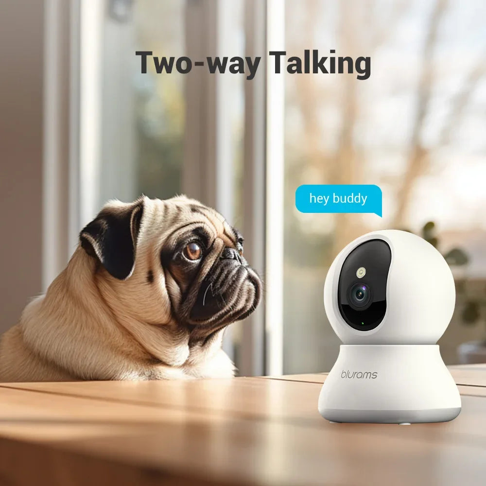 Blurams 2K Indoor Security Camera With Night Vision And Two Way Audio For Home Surveillance 360 Degree View