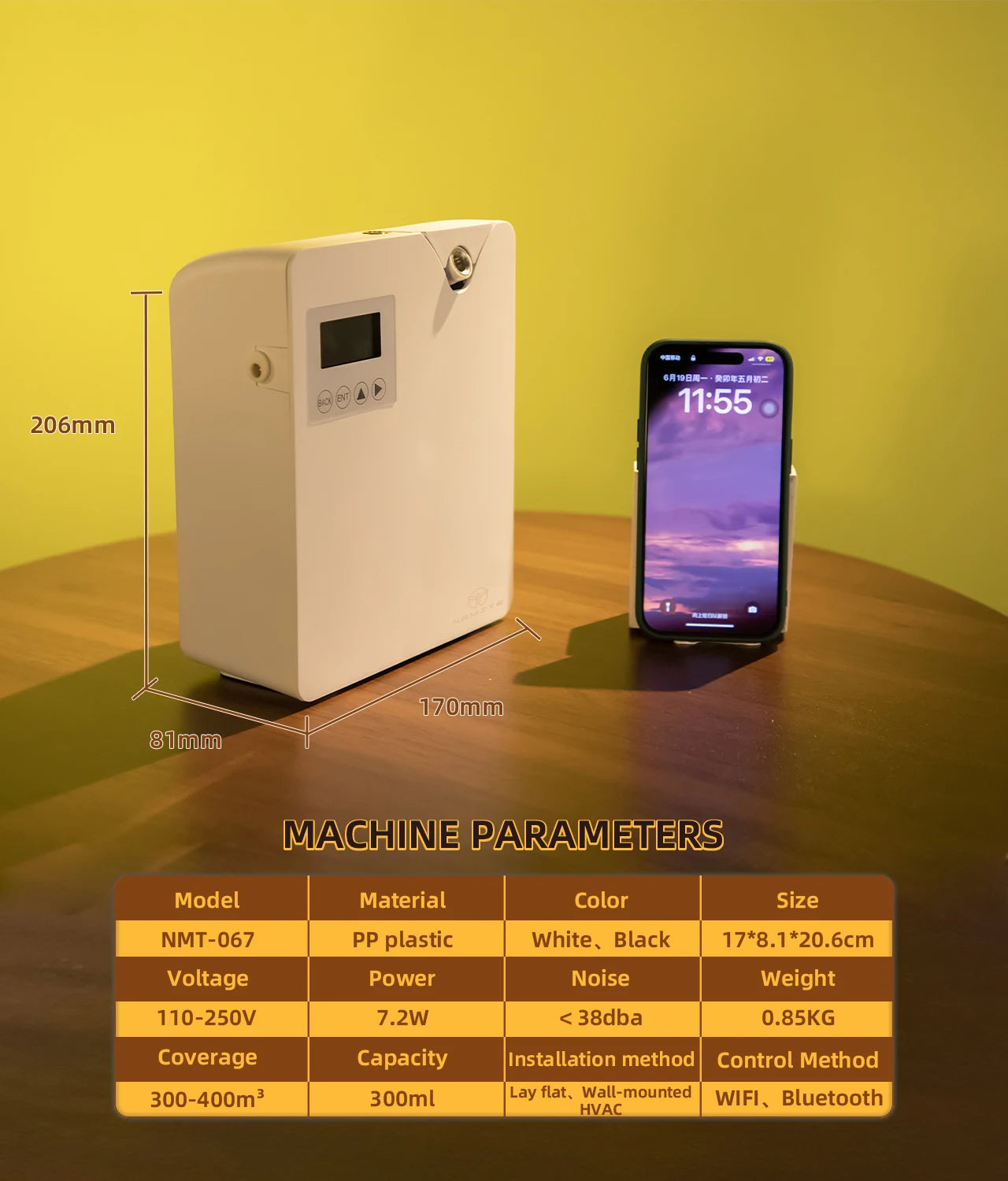 Namstec Aroma Diffuser Smart WiFi Bluetooth Control For Home And Office 400m3 Quiet 30dB