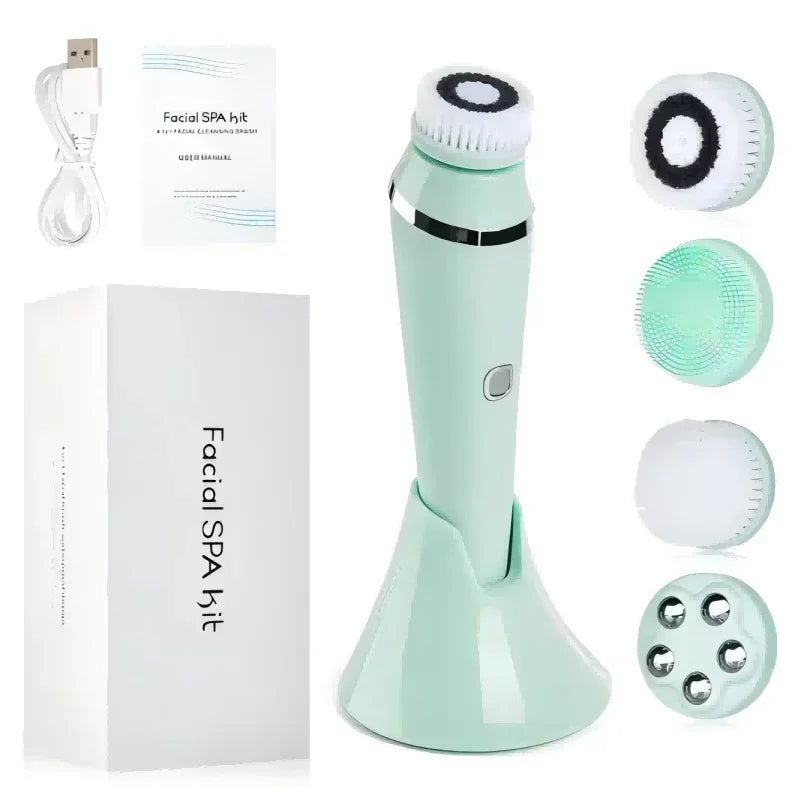 Experience spa level cleansing at home with this 4 in 1 electric facial cleansing brush for radiant, refreshed skin.
