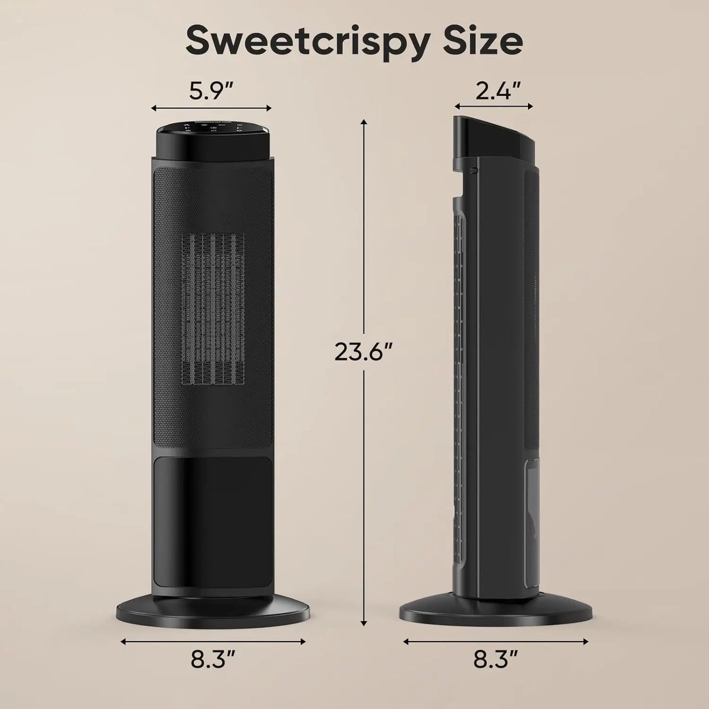 XMSJ 23 Inch Portable Space Heater With 1500W Fast Efficient Heat And 70 Degree Oscillation For Living Rooms
