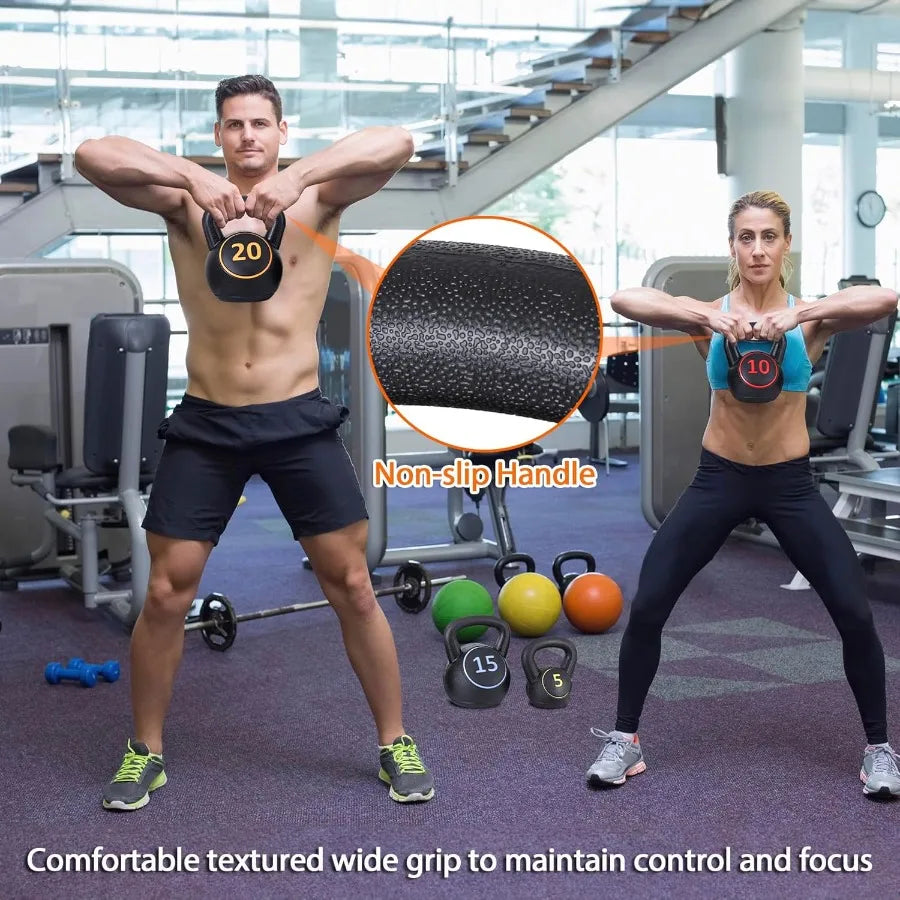 XMSJ Kettlebell Sets 3 To 4 Piece For Women And Men Home Gym Exercise Strength Training Kit With 5 10 15 20 Lbs Weights